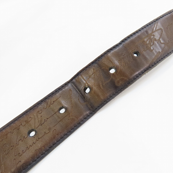 実際に弊社で買取させて頂いたBerluti/ベルルッティ カリグラフィ スクエア型バックル レザーベルトの画像 4枚目