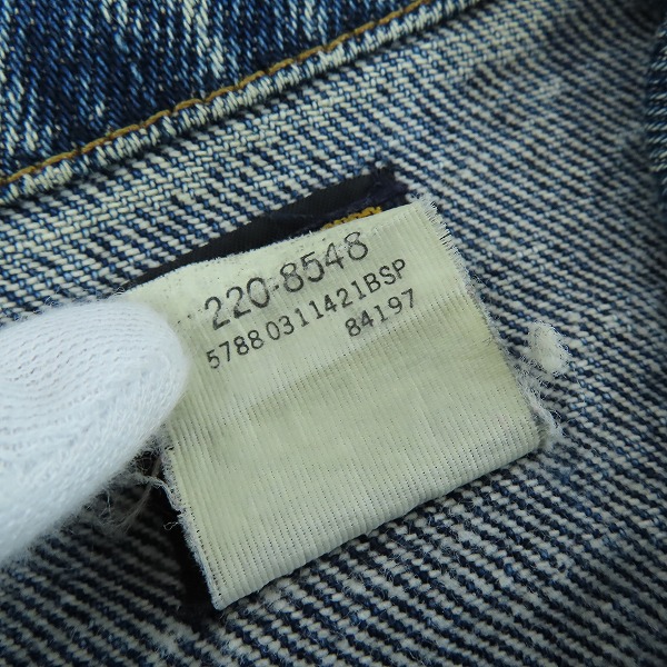 実際に弊社で買取させて頂いたLee/リー ヴィンテージ 80s 220J デニムジャケット 220-8548 /M の画像 3枚目