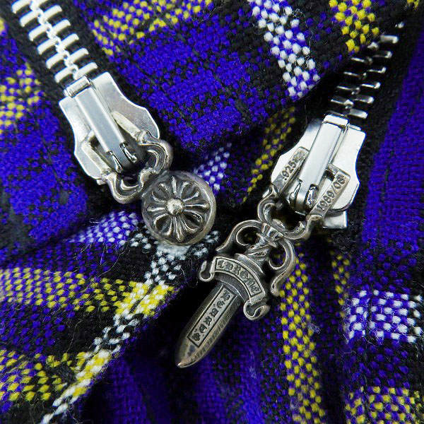 実際に弊社で買取させて頂いた【JPタグ】CHROME HEARTS/クロムハーツ イージーライダースジャケット マサイチェック Sの画像 6枚目