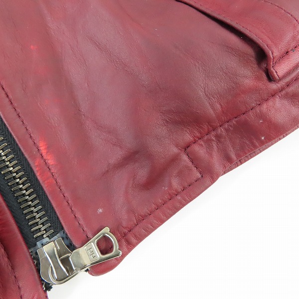 実際に弊社で買取させて頂いたNO ID./ノーアイディー 牛革/カウレザー ファー付き レザージャケット レッド/1の画像 7枚目