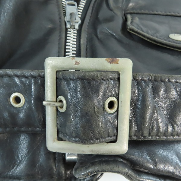 実際に弊社で買取させて頂いた【難有】PERFECTO by Schott/パーフェクト バイ ショット ワンスター ダブルライダースジャケット ブラック 38の画像 7枚目