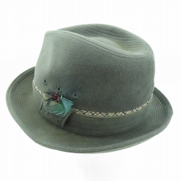 実際に弊社で買取させて頂いたBorsalino/ボルサリーノ 中折れ ハット 帽子 グリーン 56cmの画像 2枚目