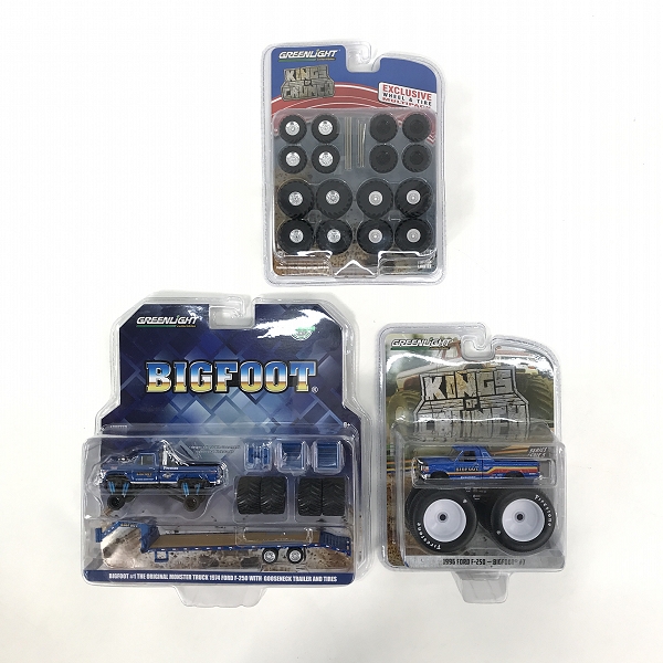 実際に弊社で買取させて頂いた【未開封】Green Light/グリーンライト BIGFOOT MONSTER TRUCK 1974 FORD F-250/1996 FORD F-250 BIGFOOT #7 他 3点セット