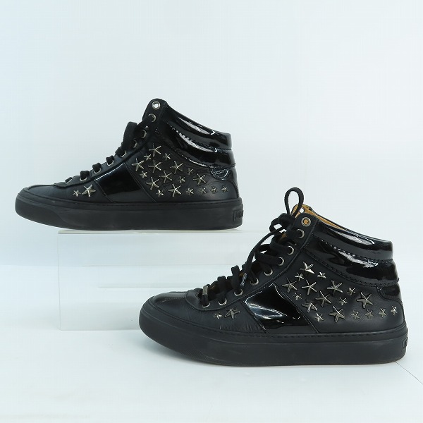 実際に弊社で買取させて頂いたJIMMY CHOO/ジミーチュウ スタースタッズ ハイカットスニーカー ブラック/40の画像 3枚目
