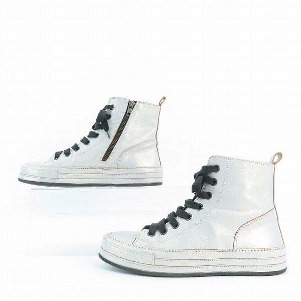 実際に弊社で買取させて頂いたANN DEMEULEMEESTER/アン ドゥムルメステール ハイカット サイドジップ スニーカー シルバー/39の画像 3枚目