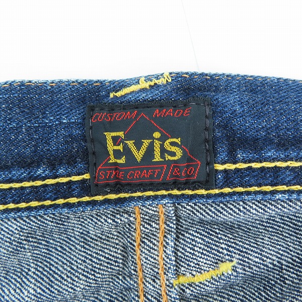 実際に弊社で買取させて頂いたEVISU/エヴィス ペイント デニムパンツ 2101/31×35の画像 3枚目