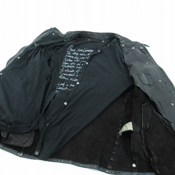 実際に弊社で買取させて頂いたISAMUKATAYAMA BACKLASH/バックラッシュ イタリアンショルダー製品染めシングルライダース 1254-01/Mの画像 5枚目