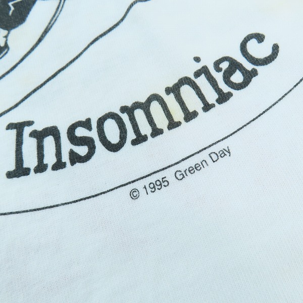 実際に弊社で買取させて頂いたFruit of the Loom社 95年 ヴィンテージ GREEN DAY Insomniac プリント Tシャツ Mの画像 6枚目