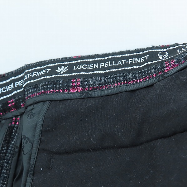 実際に弊社で買取させて頂いたLucien pellat-finet/ルシアンペラフィネ スカル刺繍 チェック パンツ YMP-912H/Mの画像 5枚目