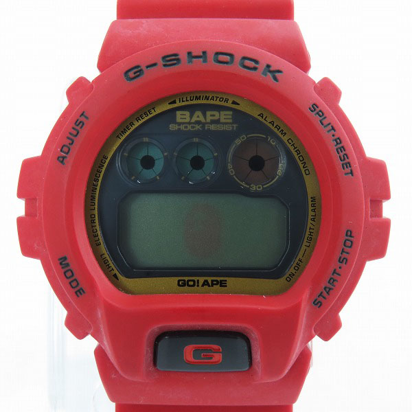 実際に弊社で買取させて頂いたG-SHOCK×A BATHING APE/Gショック×エイプ コラボ/2000本限定 三つ目/赤 DW-6900【動作未確認】
