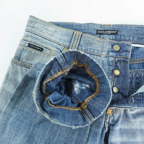 実際に弊社で買取させて頂いたDOLCE&GABBANA/ドルチェ&ガッバーナ デニムパンツ クラッシュ加工 バックロゴプレート G331MD G8094/48の画像 2枚目