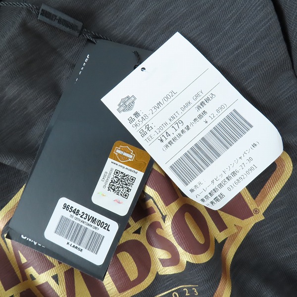 実際に弊社で買取させて頂いた【未使用】HARLEY-DAVIDSON/ハーレーダビッドソン 120周年記念 ロングスリーブTシャツ 96548-23VM XLの画像 6枚目