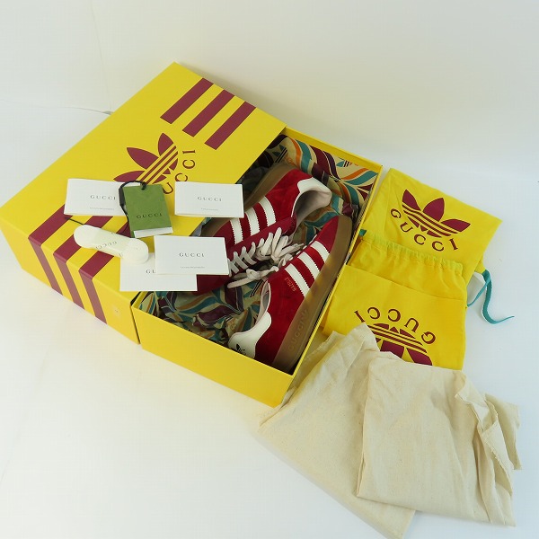 実際に弊社で買取させて頂いたadidas × Gucci/アディダス グッチ Gazelle Red/ガゼル レッド スニーカー HQ8853/26の画像 8枚目