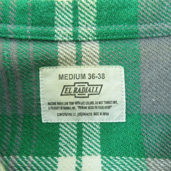 実際に弊社で買取させて頂いたRADIALL/ラディアル CONVOY&FUNK パッチ 長袖 チェックシャツ/Mの画像 2枚目