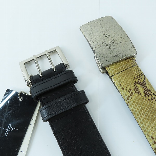 実際に弊社で買取させて頂いたNO ID./ノーアイディー レザーベルト ブラック/パイソン 2点セットの画像 1枚目
