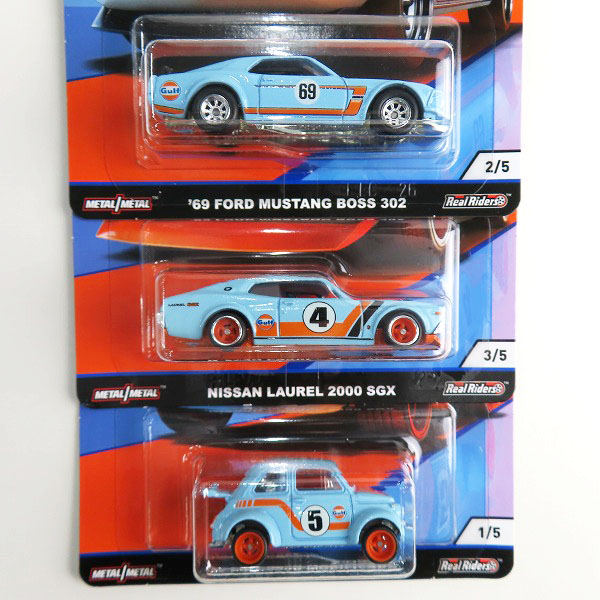 実際に弊社で買取させて頂いた(2)【未開封】Hot Wheels/ホットウィール Gulf/ガルフ 60s FIAT 500D MODIFICADO/69 FORD MUSTANG/LAUREL 2000 SGX 3点セットの画像 2枚目
