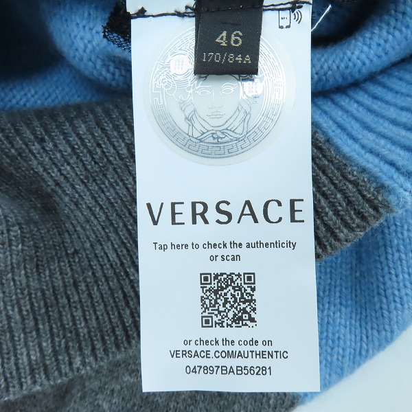 実際に弊社で買取させて頂いた【JPタグ】VERSACE/ヴェルサーチ カシミヤ混 ニット セーター A84887/46 の画像 3枚目