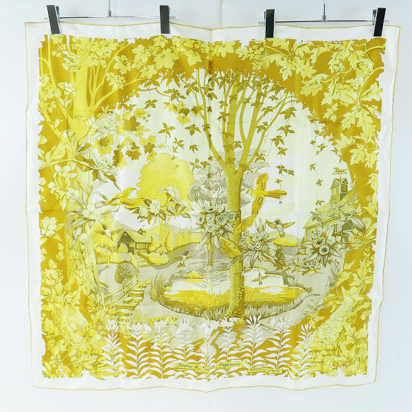 実際に弊社で買取させて頂いたHERMES/エルメス カレ90 ニューイングランドの庭 シルク大判スカーフ