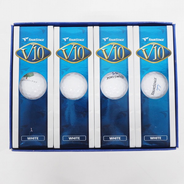 実際に弊社で買取させて頂いた【未使用/オウンネーム】BRIDGESTONE/ブリヂストン TOUR STAGE/ツアーステージ V10 ゴルフボール ホワイト 1ダース
