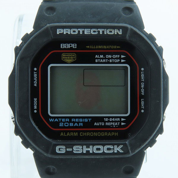 実際に弊社で買取させて頂いたG-SHOCK/Gショック×A BATHING APE/ア ベイシング エイプ コラボ DW-5000 【動作未確認】