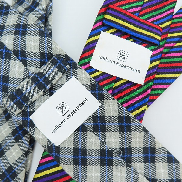 実際に弊社で買取させて頂いたuniform experiment/ユニフォームエクスペリメント ネクタイ チェック/ストライプ 2本セットの画像 3枚目
