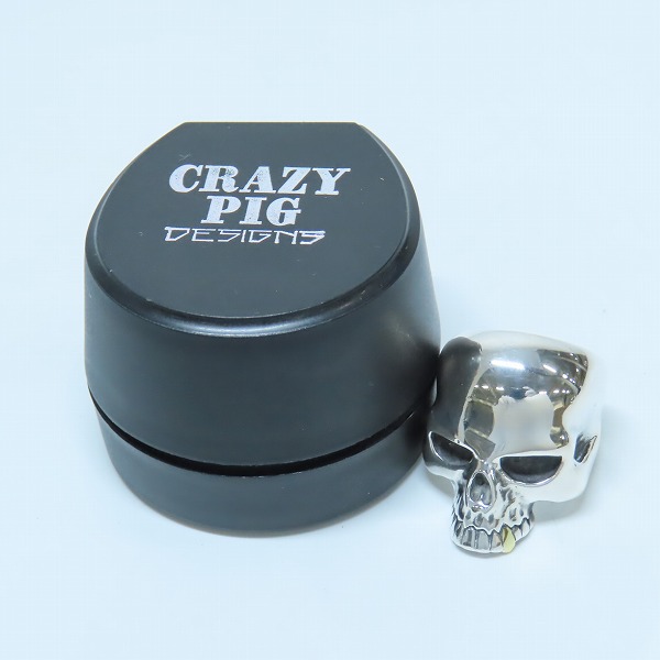 実際に弊社で買取させて頂いたCRAZY PIG/クレイジーピッグ LARGE EVIL SKULL/ラージ エビルスカル リングｗ/K18 ファングゴールド/14.5号の画像 9枚目