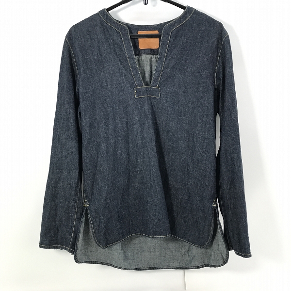 実際に弊社で買取させて頂いたBACKLASH/バックラッシュ 9ozデニム ステアレザー プルオーバー シャツ/トップス 1734-02/L