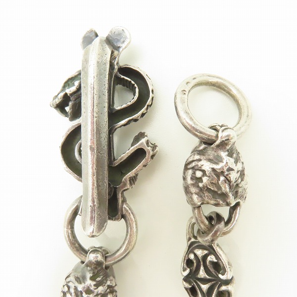 実際に弊社で買取させて頂いたGabor/ガボール スネークキーパーwスカルプテッドオーバルスカルライオンウォレットチェーンの画像 2枚目