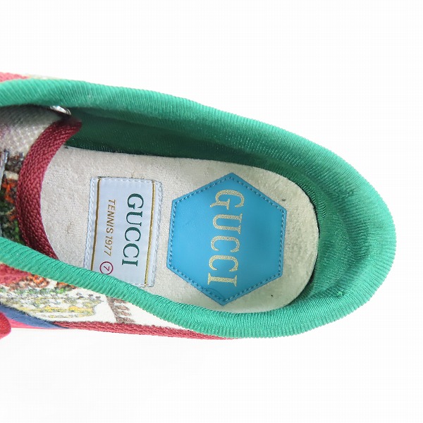実際に弊社で買取させて頂いたGUCCI/グッチ 100周年記念 Tennis 1977 総柄ローカットスニーカー/7の画像 4枚目