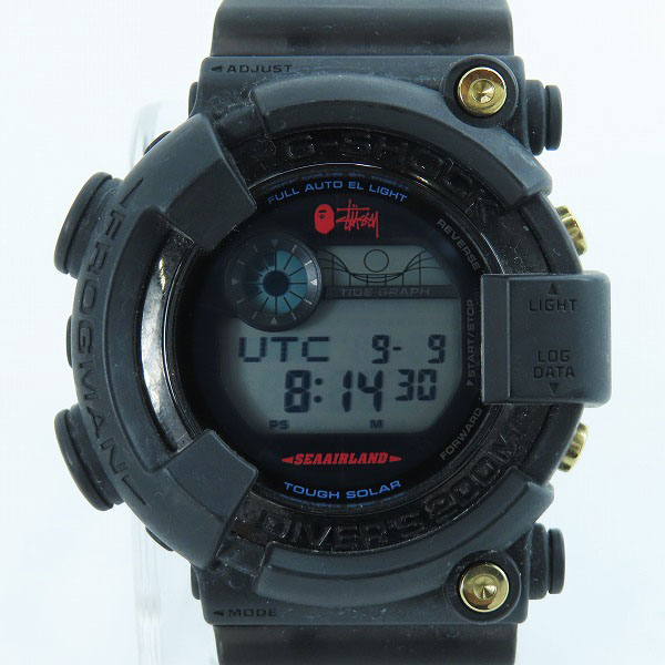 実際に弊社で買取させて頂いたG-SHOCK×STUSSY×BAPE/Gショック×ステューシー×エイプ コラボ FROGMAN/フロッグマン ソーラー GF-8250BS-1JR