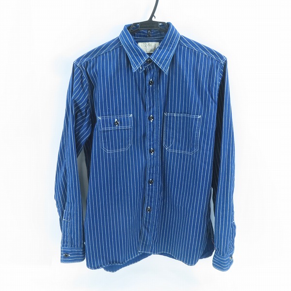 実際に弊社で買取させて頂いたSUGAR CANE/シュガーケーン "FICTON ROMANCE"コレクション 8.5oz ウォバッシュストライプ長袖ワークシャツ SC25551/L