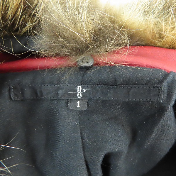 実際に弊社で買取させて頂いたNO ID./ノーアイディー 牛革/カウレザー ファー付き レザージャケット レッド/1の画像 3枚目
