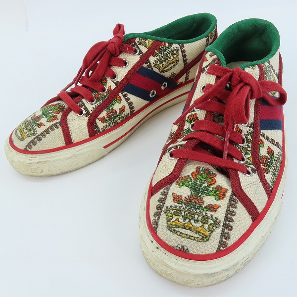 実際に弊社で買取させて頂いたGUCCI/グッチ 100周年記念 Tennis 1977 総柄ローカットスニーカー/7
