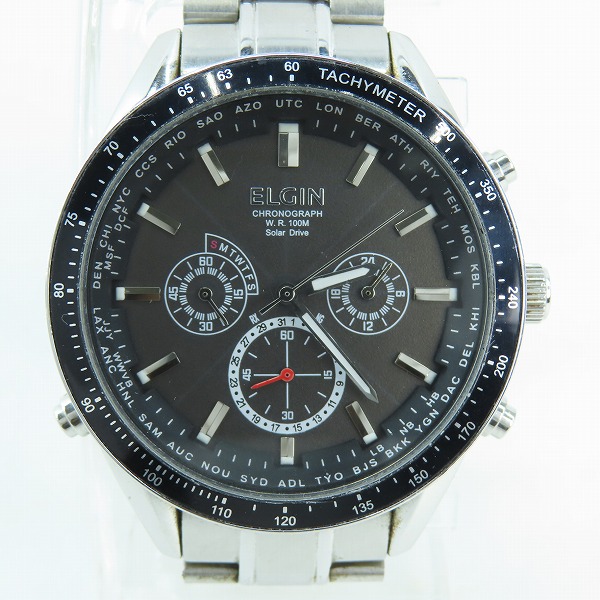 実際に弊社で買取させて頂いたELGIN/エルジン ソーラー クロノグラフ アナログ腕時計 FK-1412S-BP