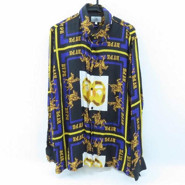 実際に弊社で買取させて頂いたA BATHING APE/アベイシングエイプ 総柄 レーヨンシャツ 001SHH301008X/L