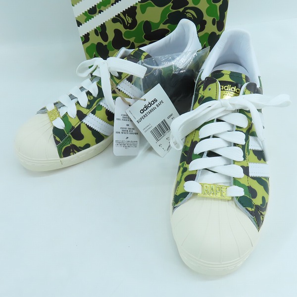 実際に弊社で買取させて頂いた【未使用】 adidas×A BATHING APE/アディダス×アベイシングエイプ SUPER STAR 80s "Green Camo" GZ8981/25