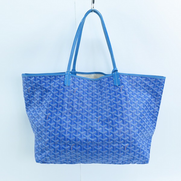 実際に弊社で買取させて頂いたGOYARD/ゴヤール サンルイPM PVC×レザー トートバッグ ブルー ポーチ付