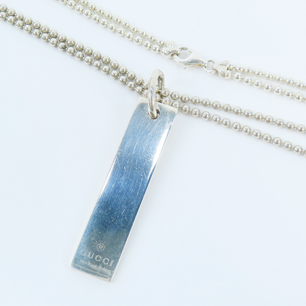 実際に弊社で買取させて頂いたGUCCI/グッチ Wチェーンペンダントネックレス 刻印ロゴバープレート/ダブルボールチェーン 09840 925SV