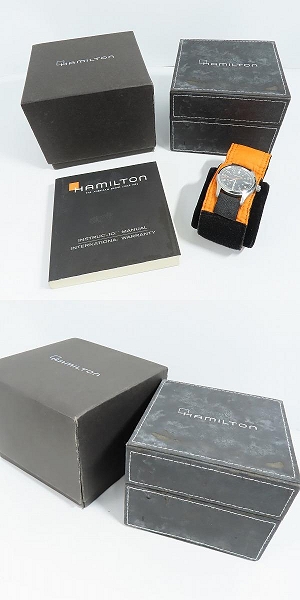 実際に弊社で買取させて頂いたHAMILTON×PORTER/ハミルトン×ポーター 77th/77周記念/カーキ フィールド 自動巻腕時計 H704450の画像 8枚目