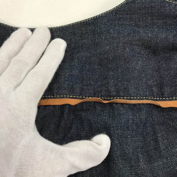 実際に弊社で買取させて頂いたBACKLASH/バックラッシュ 9ozデニム ステアレザー プルオーバー シャツ/トップス 1734-02/Lの画像 4枚目