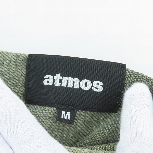 実際に弊社で買取させて頂いたATMOS/アトモス OVERDYED SWEAT HOODIE GREEN パーカー MAT21-A037/Mの画像 2枚目