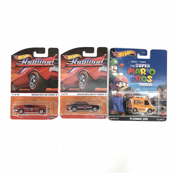実際に弊社で買取させて頂いた【未開封】Hot Wheels/ホットウィール Red line NISSAN SKYLINE H/T 2000GT-R/2000GT-X/SUPER MARIO BROS PLUMBER VAN 他