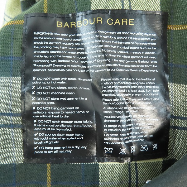 実際に弊社で買取させて頂いたBarbour/バブアー 21AW BEDALE SL オイルドジャケット 2102051/38の画像 4枚目