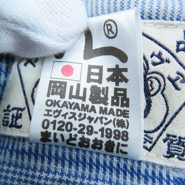 実際に弊社で買取させて頂いたEVISU/エヴィス チェック柄 ハーフボタン 半袖シャツ /44の画像 3枚目