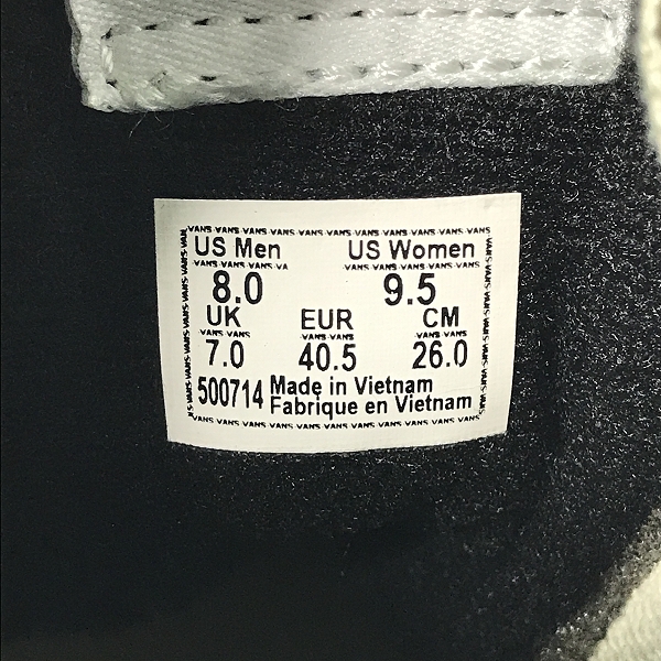 実際に弊社で買取させて頂いたVANS/バンズ ハイカットスニーカー 500714/26の画像 5枚目