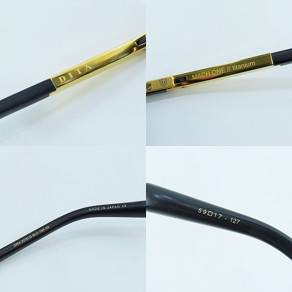 実際に弊社で買取させて頂いたDITA/ディータ MACH ONE titanium ダブルブリッジ サングラス/アイウェア DRX-2030-G-BLK-18K-59の画像 3枚目