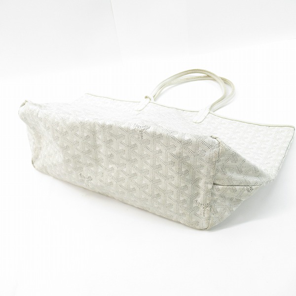 実際に弊社で買取させて頂いたGOYARD/ゴヤール サンルイPM PVC×レザー トートバッグ ホワイト ポーチ付の画像 2枚目