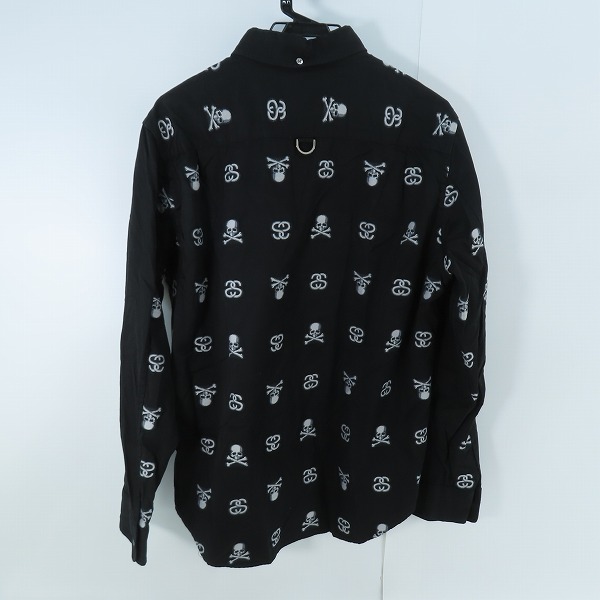 実際に弊社で買取させて頂いたmastermind JAPAN ×STUSSY/マスターマインドジャパン×ステューシー スカル刺繍 長袖シャツ Mの画像 1枚目