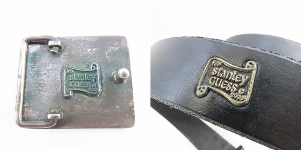 実際に弊社で買取させて頂いた【難有】STANLEY GUESS/スタンリーゲス レザーベルト マルチウッド スクエアバックルの画像 3枚目