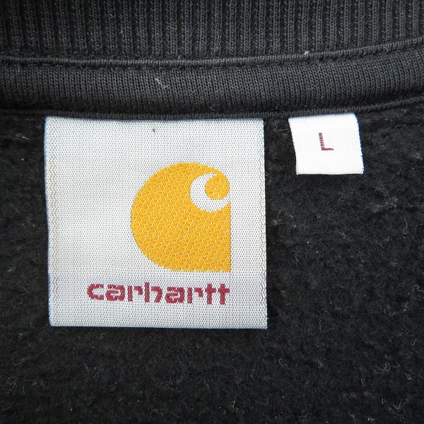 実際に弊社で買取させて頂いたCarhartt/カーハート ロゴクルーネックスウェット トレーナー ブラック/Lの画像 2枚目